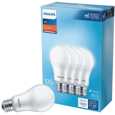 4PK 100W A19 SW LED BULB