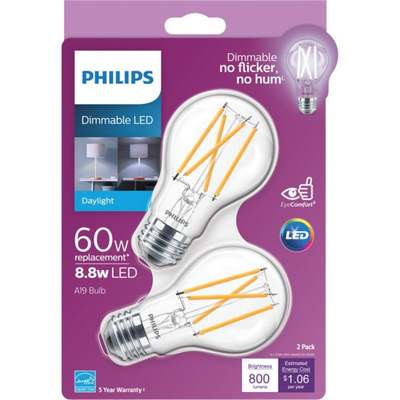 2PK 60W A19 DL LED BULB