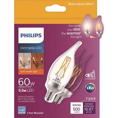 3PK 60W BA11 WG LED BULB