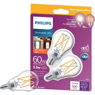 2PK 60W CAN WG LED BULB