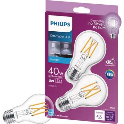 2PK 40W A19 DL LED BULB