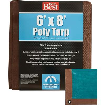 6X8 BR/GR MED DUTY TARP