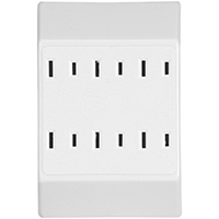 MULTI PLUG 6 OUTLET 2 WIRE WHT