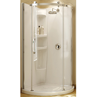 WALL SHOWER ACRYLC RND 2PC WHT