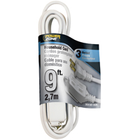 EXT CORD 16/2 SPT-2 WHITE 9FT