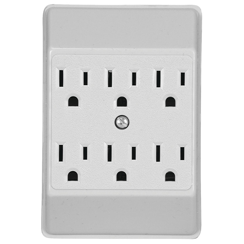 WHITE 6 OUTLET 3 WIRE TAP