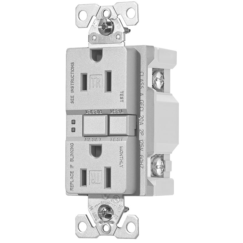 RECEPT DUPLEX GFCI 15A SILVER