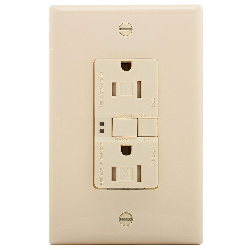 RECEPT DUPLEX GFCI 2P 15A LT ALM