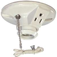 PORCELAIN LAMP HOLDER W/OUTLET