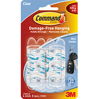 COMMAND MINI CLEAR HOOKS .05LB