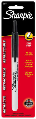 Sharpie Retractable Permanent Marker, Fine Point, Black