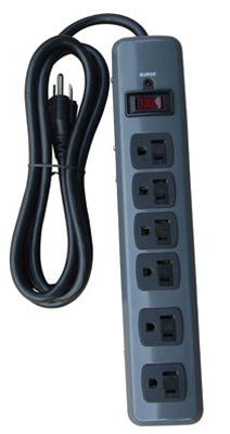 ME BLK METAL 6Out Surge Strip