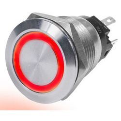 BUTTON SWITCH SS RED 10A OFF(ON)