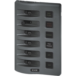 PANEL WD DC 12V FUSED 6 POS GRY