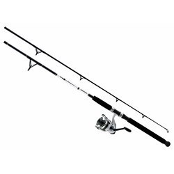 D-WAVE BLACK & WHITE SALTWATER SPINNING COMBO FIBERGLASS ROD 8' 2-PC