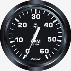 EURO TACHOMETER BLACK 6000