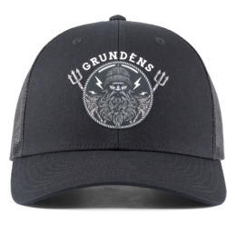 TRUCKER HAT WITH GRUNDENS SENTINEL OF THE SEAS PATCH - BLACK
