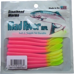 FLO PINK/CHARTREUSE TAIL WORM 4"