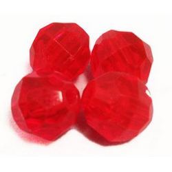 FACETED BEADS FLUOR RED #6 70/PK