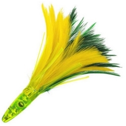 ZUKER 6" TUNA LURE GREEN/YELLOW FEATHERS  -LIME SKIRT -LIME HEAD (10/BAG)