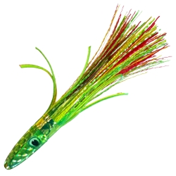 ZUKER 6" TUNA LURE RED/YELLOW GRASS -GREEN SKIRT -GREEN HEAD (10/BG)