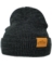 BEANIE BLACK/GREY W/BROWN PATCH