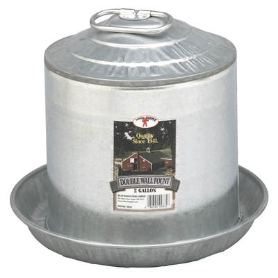 Double Wall Galvanized Poultry Waterer - 2 GAL