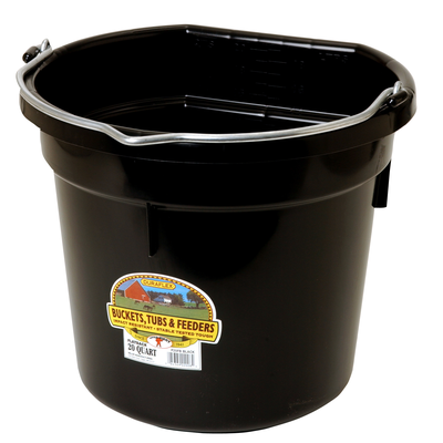 Duraflex Black Flatback Plastic Bucket - 20 QT