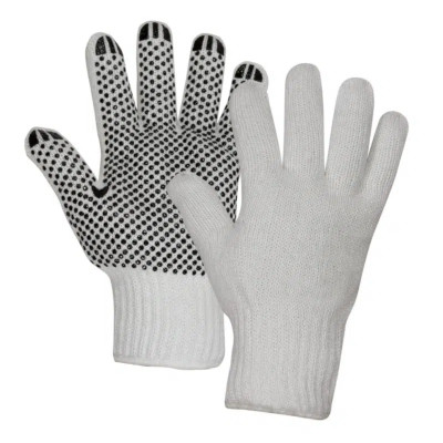 KNIT GLOVE - GREY WITH PVC DOTS