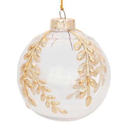 Clear Glass Ornament with Gold Leaf Embellishment