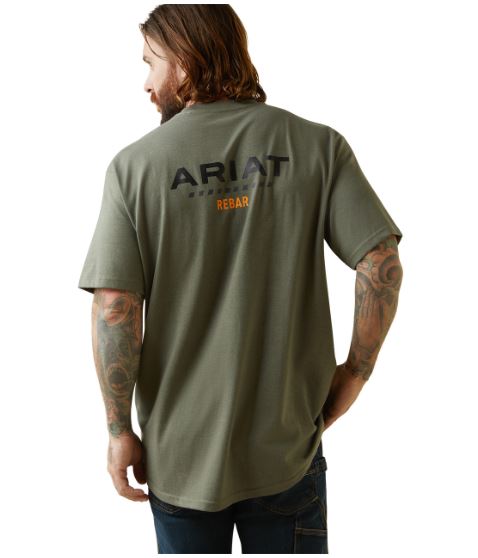Ariat Mens Re-bar Cotton Strong Back Logo Short Sleeve Tshirt
