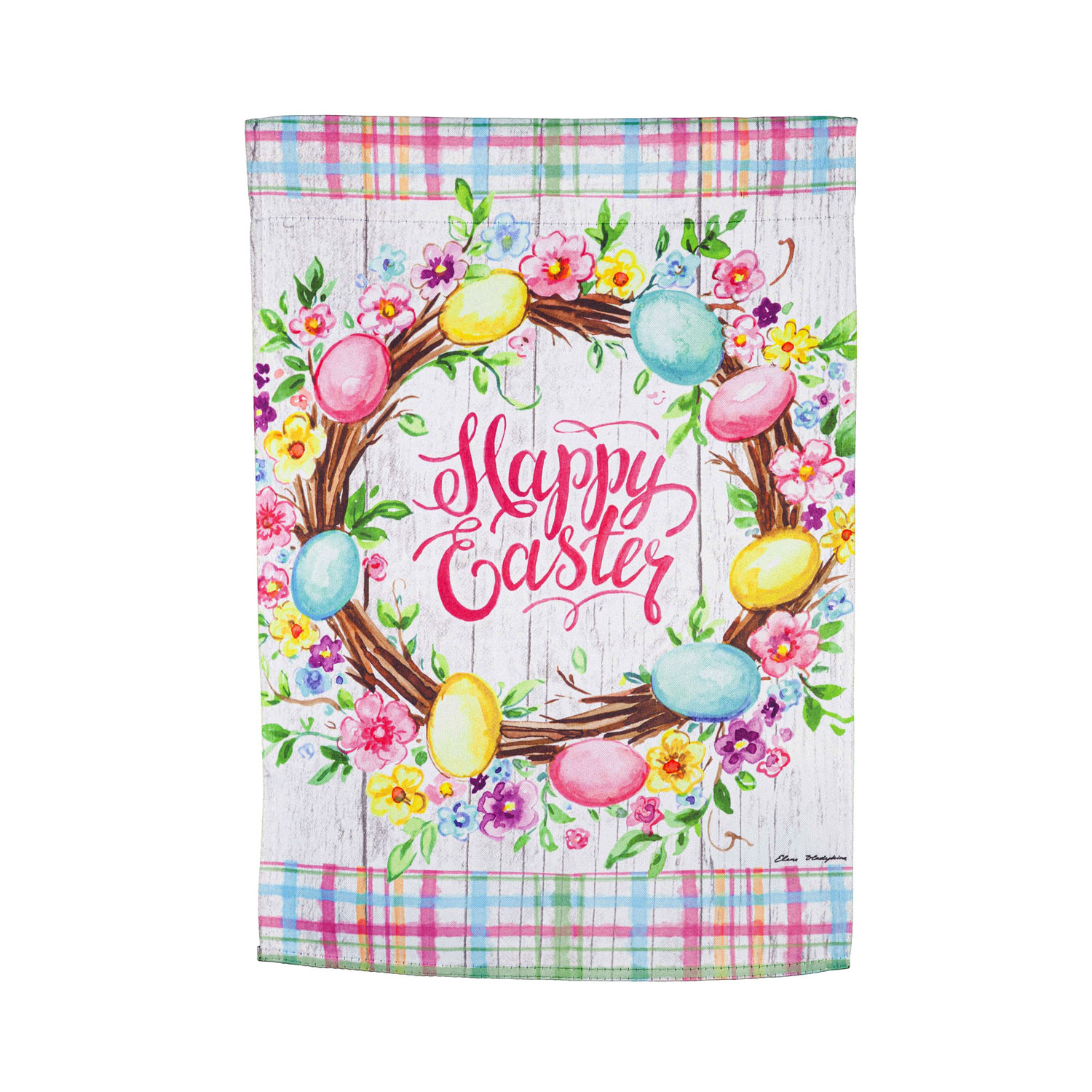 House Flag Easter Floral Wreath