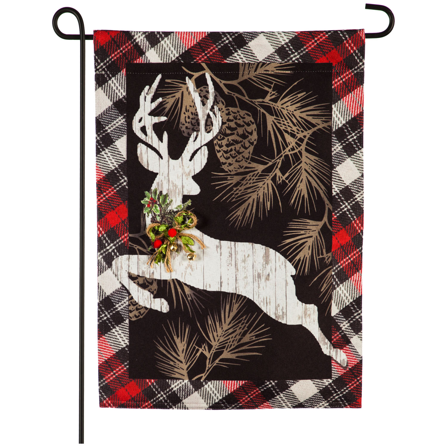 Garden Flag Woodgrain Reindeer