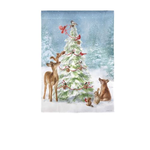Flag Gdn Christmas Tree Friends