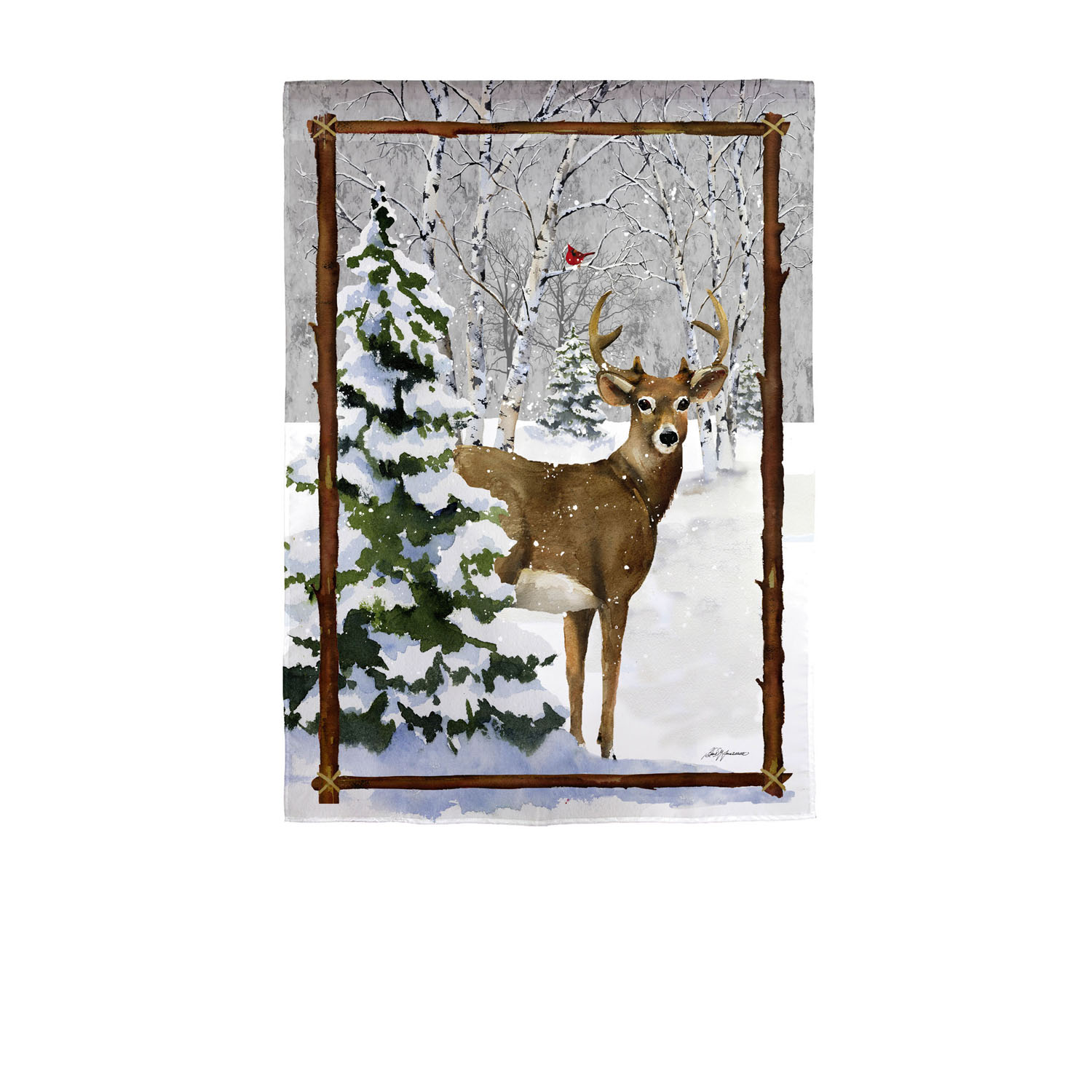 Garden Flag Winter Buck