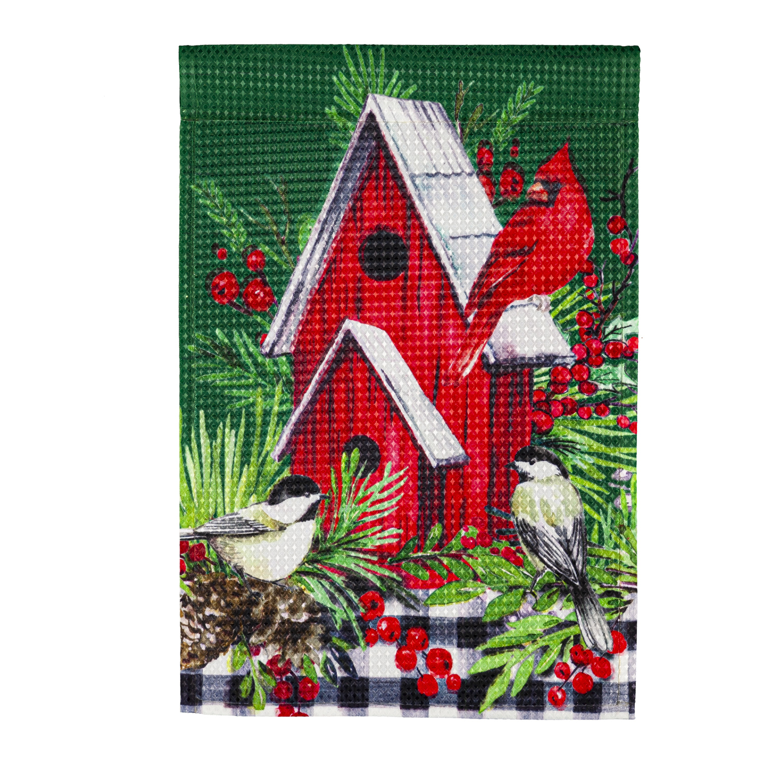 Garden Flag Christmas Card Birdhouse