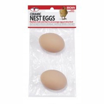 2pk Brown Ceramic Nest Eggs