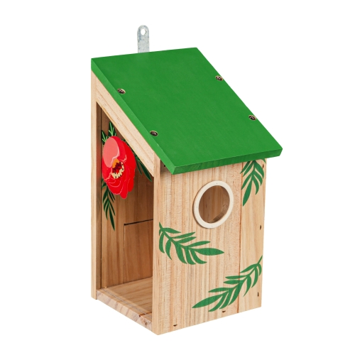 Birdhouse Wdn  Pink Flowers