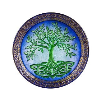 Bird Bath 18" Glass Top Top Tree Of Life