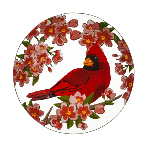 Bird Bath 18" Glass Top Cardinal