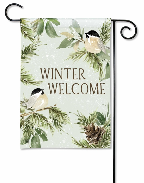 Garden Flag Winter Chickadee