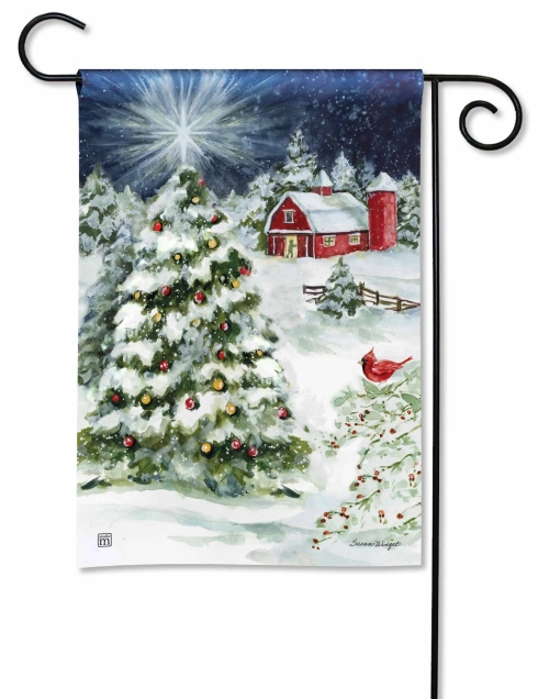 Garden Flag Red Barn Christmas