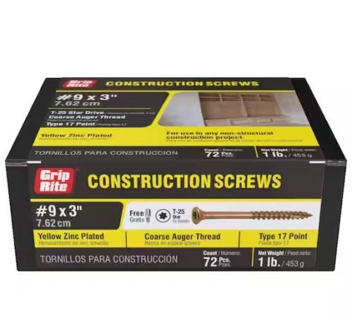 #9 3" Gold Screws T25 1lb