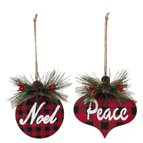 Orn Wood Plaid w/ Astd Peace