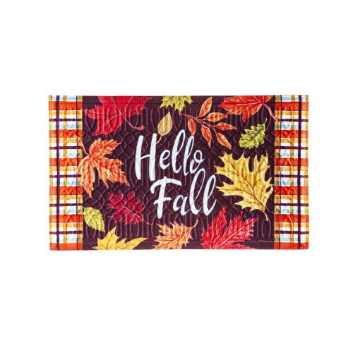 Floor Mat Plaid Hello Fall