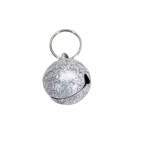 Cat Bell Round Silver Glitter