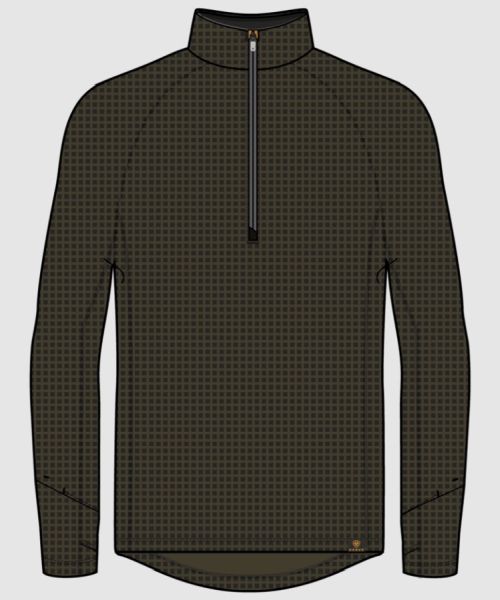 Ariat Mens Gridwork Baselayer 1/4 Zip Tshirt