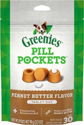 Greenies Pill Pocket Dog Peanut Butter Tablet Size 3.2oz