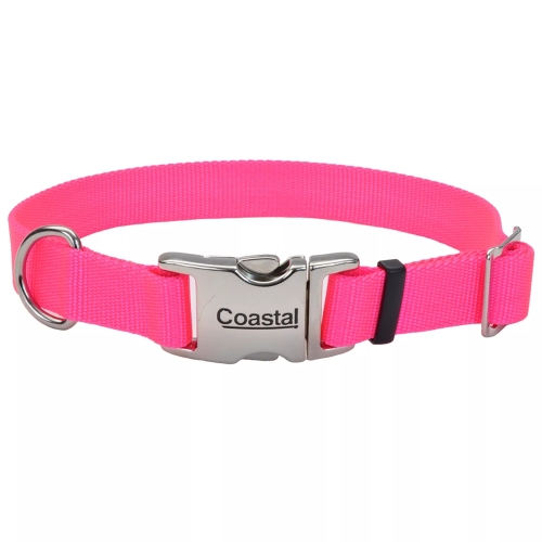 Coastal Collar Adjustable w/ Metal Buckle 5/8X14 Neon Pink