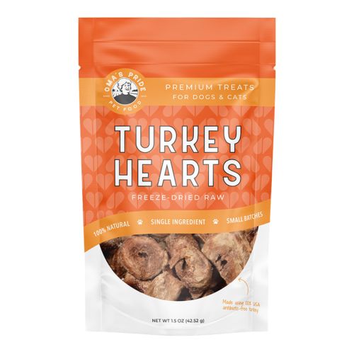Omas Pride Freeze Dried Turkey Hearts Sliced 1.5Oz